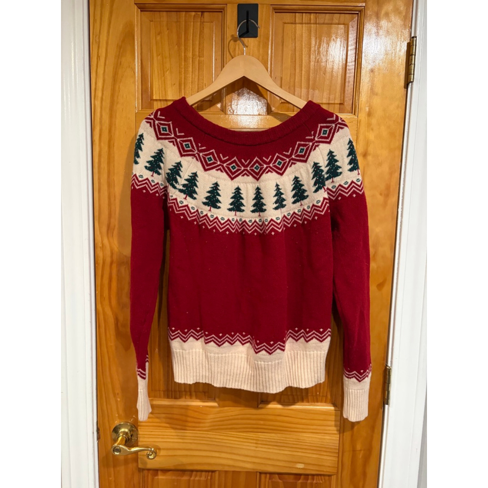 Kiel James Patrick Cabin Sweater Wool Fair Isle Christmas Trees Cozy L - Picture 5 of 9